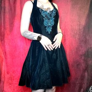 Teal Jump Apparel velvet halter dress